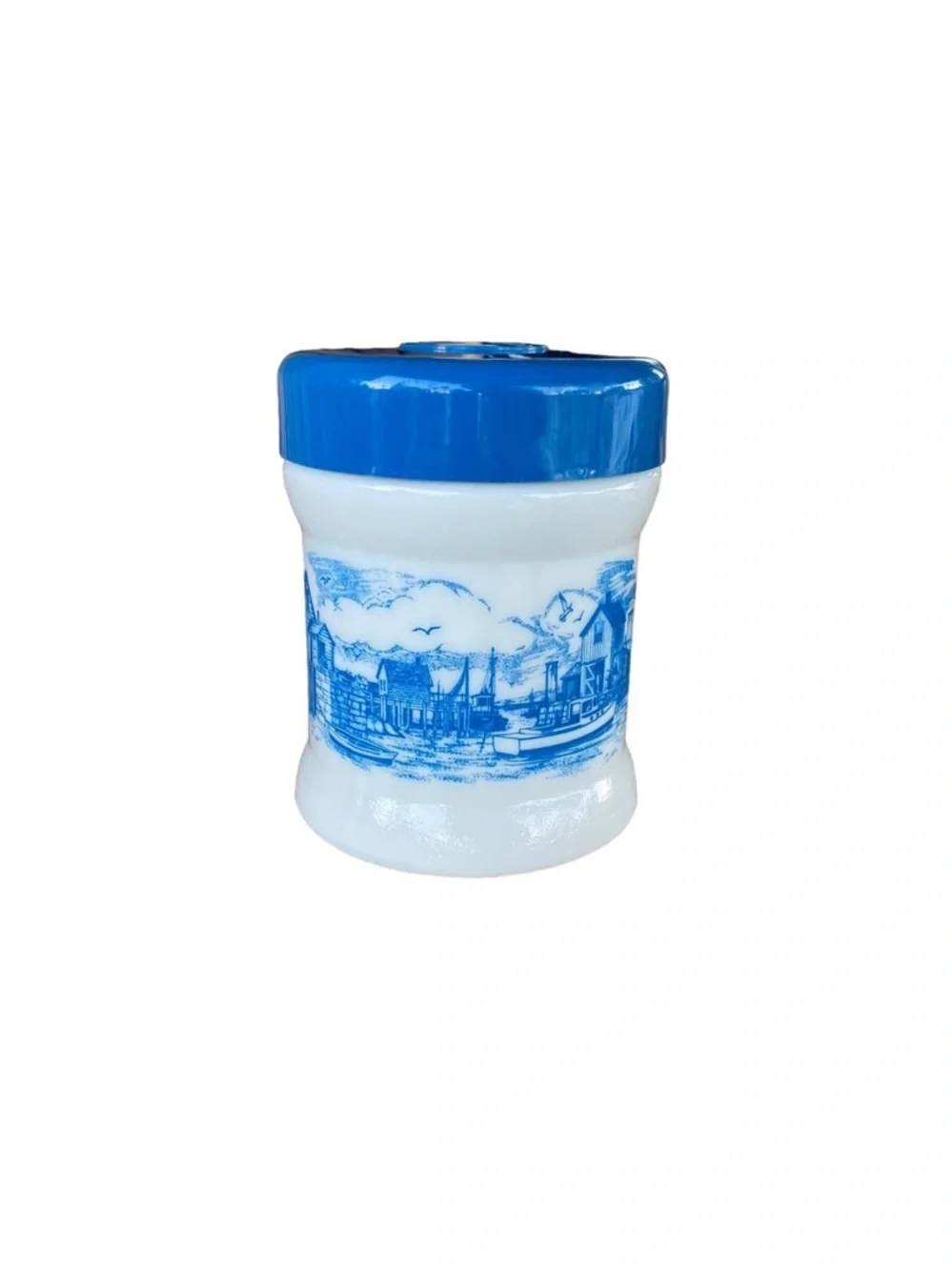 vintage Dutch milkGlass delft lighthouse  canister Cottagecore Coastal done